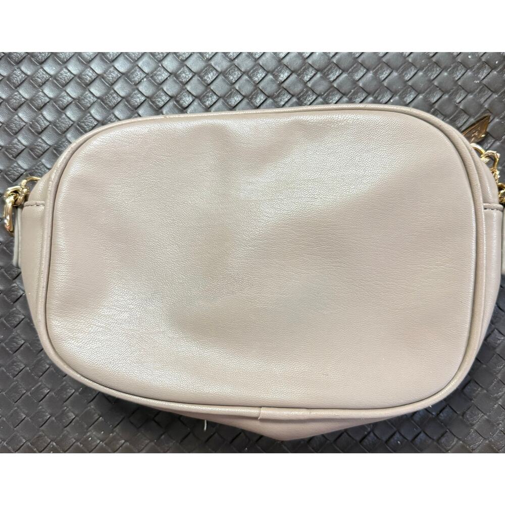 Badgley Mischka Quilted Taupe Crossbody Bag Gold Chain Beige Purse - Picture 6 of 14